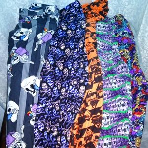 Halloween LuLaRoe leggings tc2 plus size 5 pairs skulls, wolfman, vampires